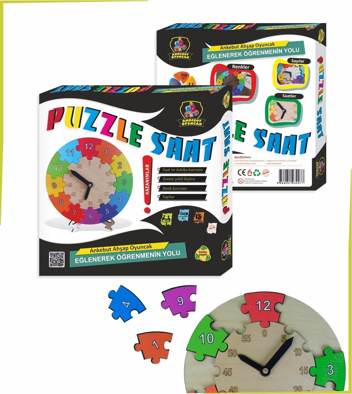 Saatleri Öğreniyorum Renkli Daire Puzzle