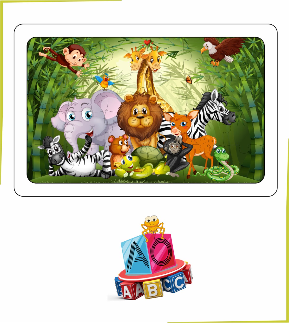 Safari Orman Hayvanları Puzzle Ahşap Renkli Puzzle 24 parça