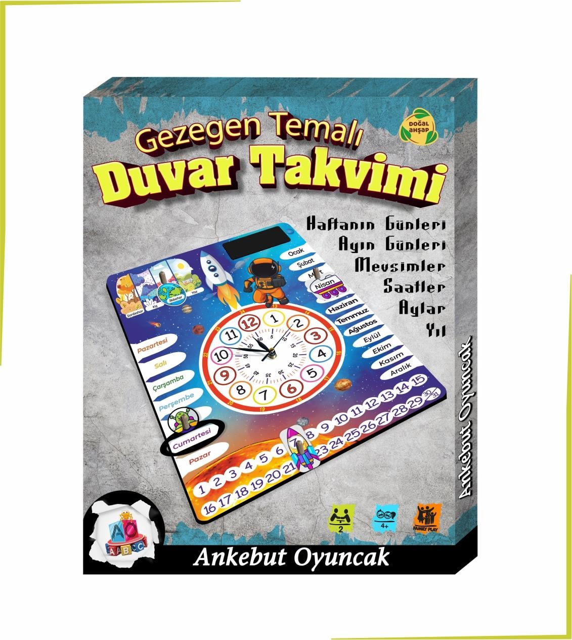 Uzay Temalı Gerçek Saatli Çocuk Odası Takvimi