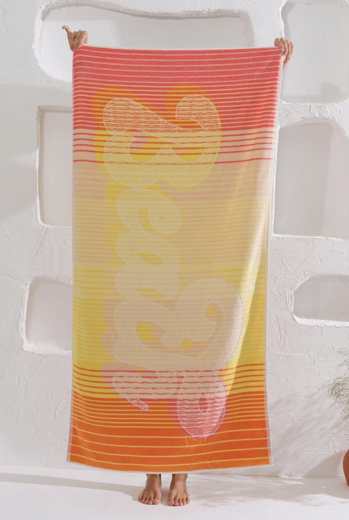 %100 Pamuk Plaj Deniz Havlusu Beach Turuncu Desen - 75x150