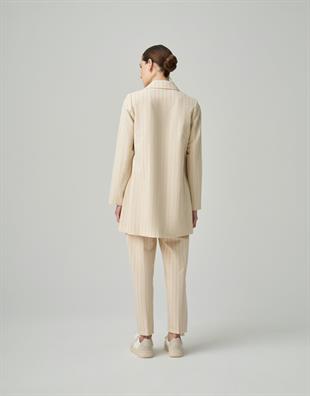 Çizgili Keten Pantolon