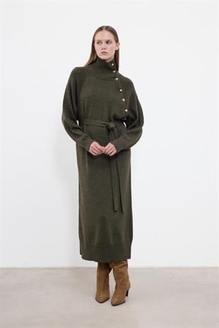 Kuşaklı Triko Elbise