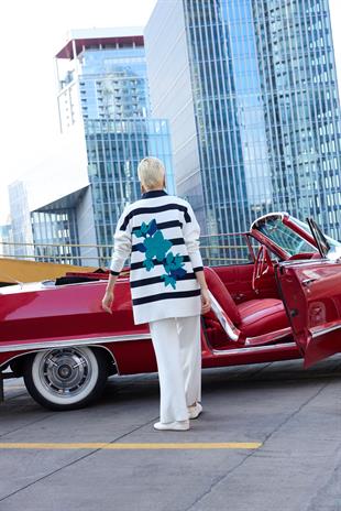 Modello Çizgili Triko Hırka