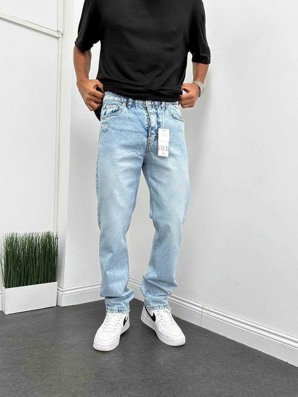 BAGGY KAR YIKAMA DESENLİ KOT PANTOLON