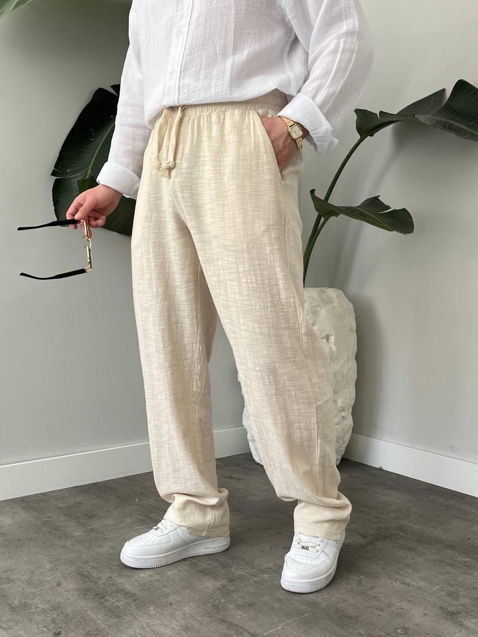 KREM BELİ İPLİ BAGGY PANTOLON