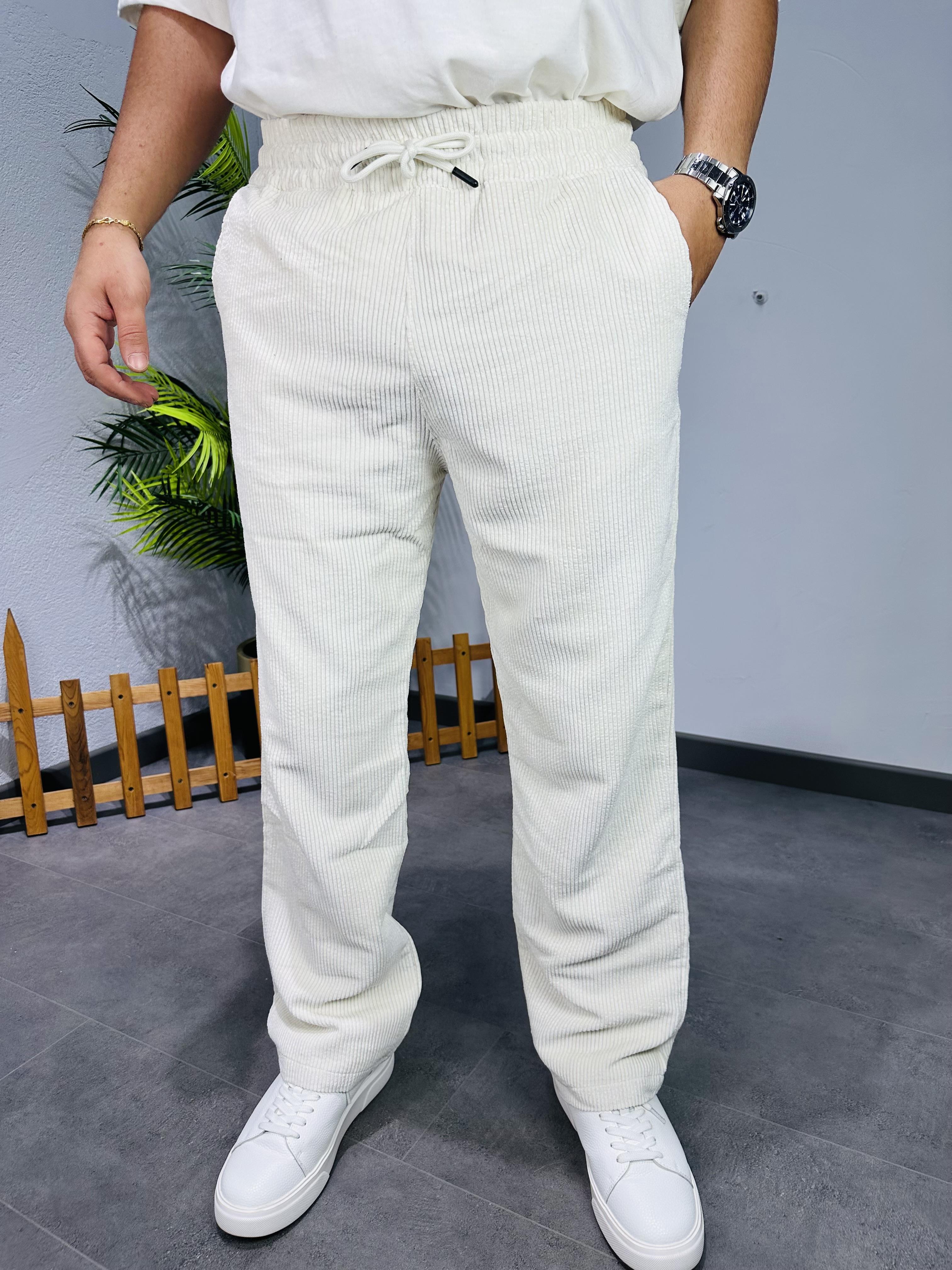 KREM KADİFE FİTİLLİ PANTOLON