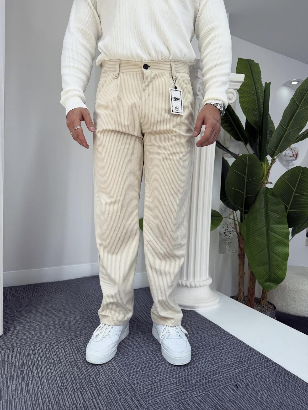 KREM KADİFE PANTOLON