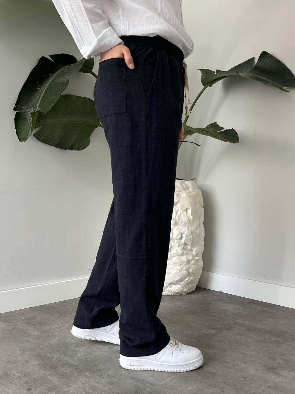 LACİVERT BELİ İPLİ BAGGY PANTOLON
