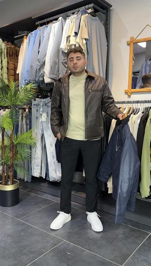 KAHVE YAKASI FİTİLLİ CEKET