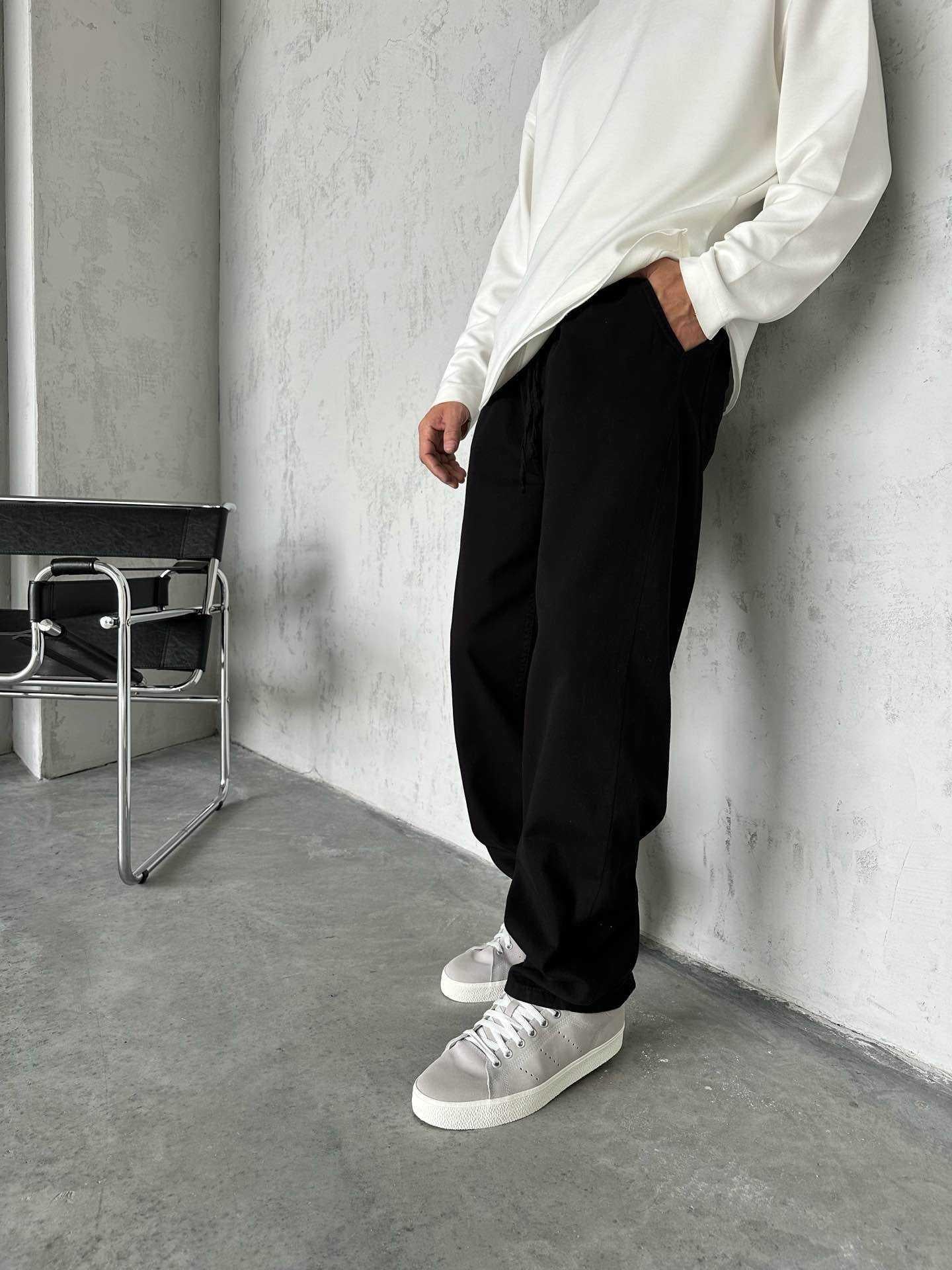 GABARDİN BAGGY DÜZ SİYAH PANTOLON