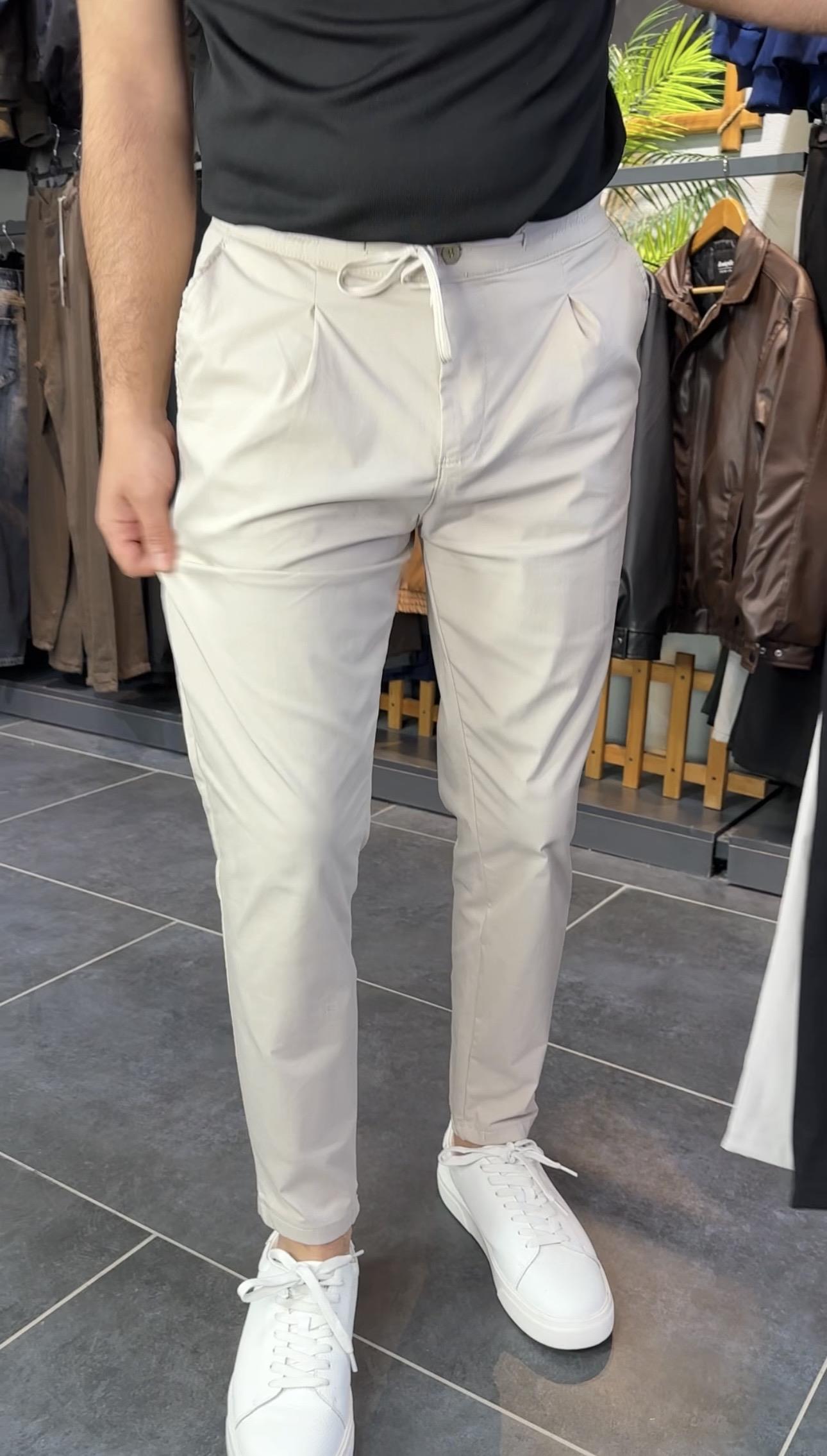 İTHAL KUMAŞ PİLELİ JOGGER PANTOLON BEJ
