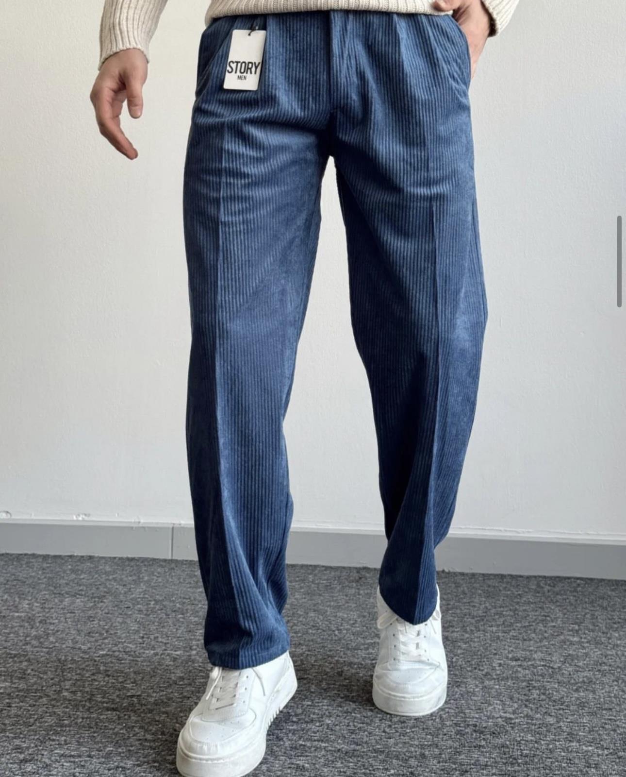 KALIN FİTİLLİ LACİVERT BAGGY PANTOLON