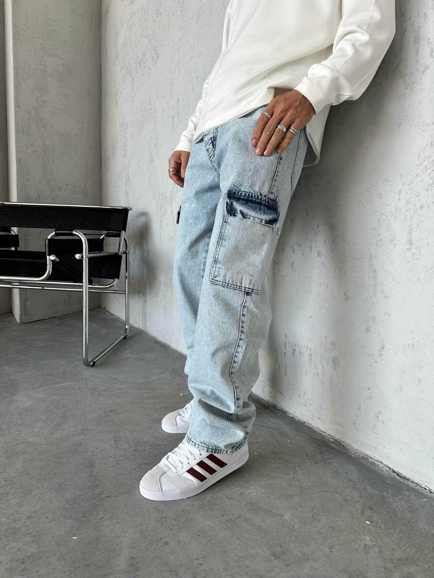 KARGO CEPLİ MAVİ BAGGY PANTOLON