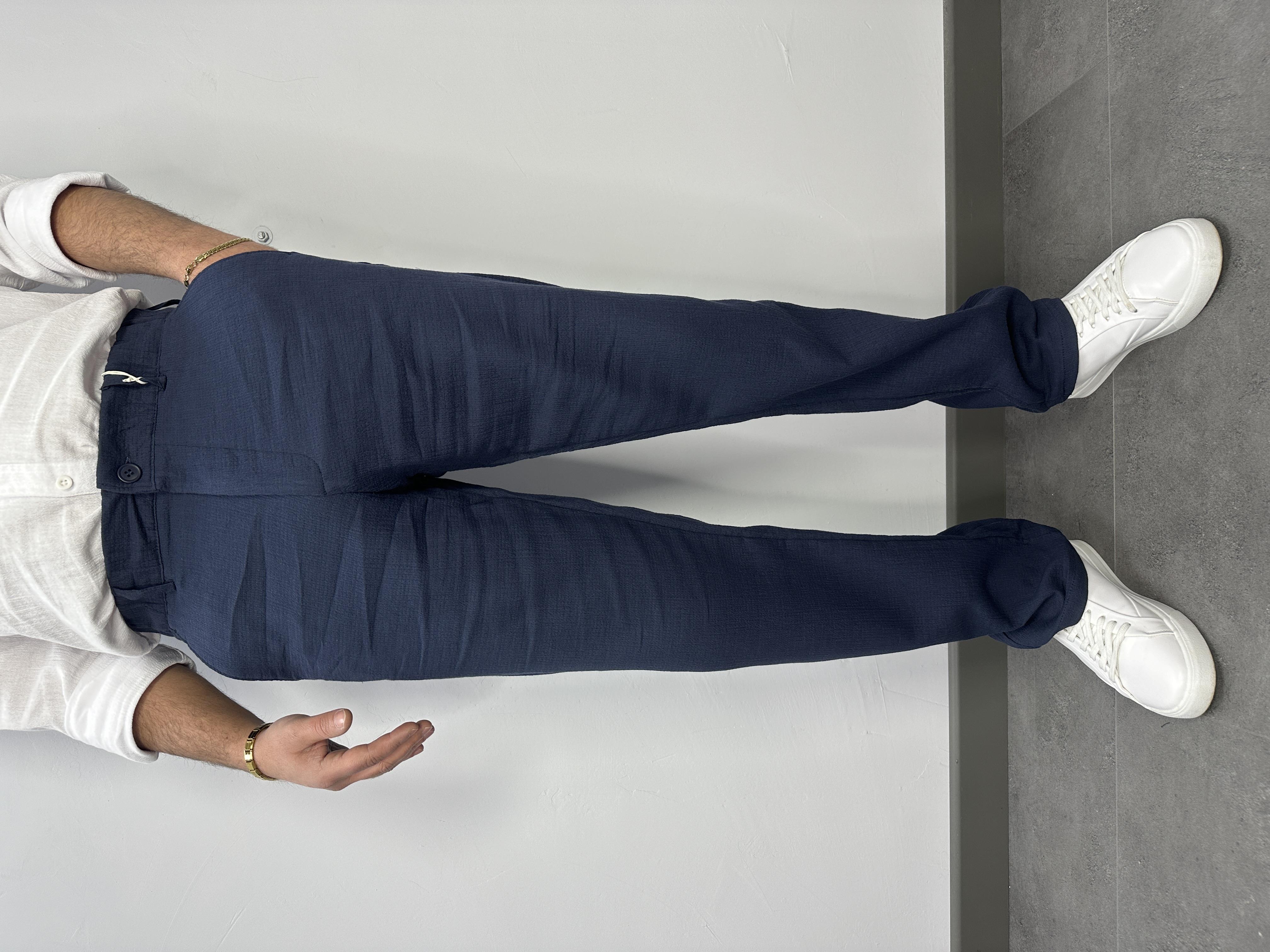 KETEN BAGGY PANTOLON LACİVERT 