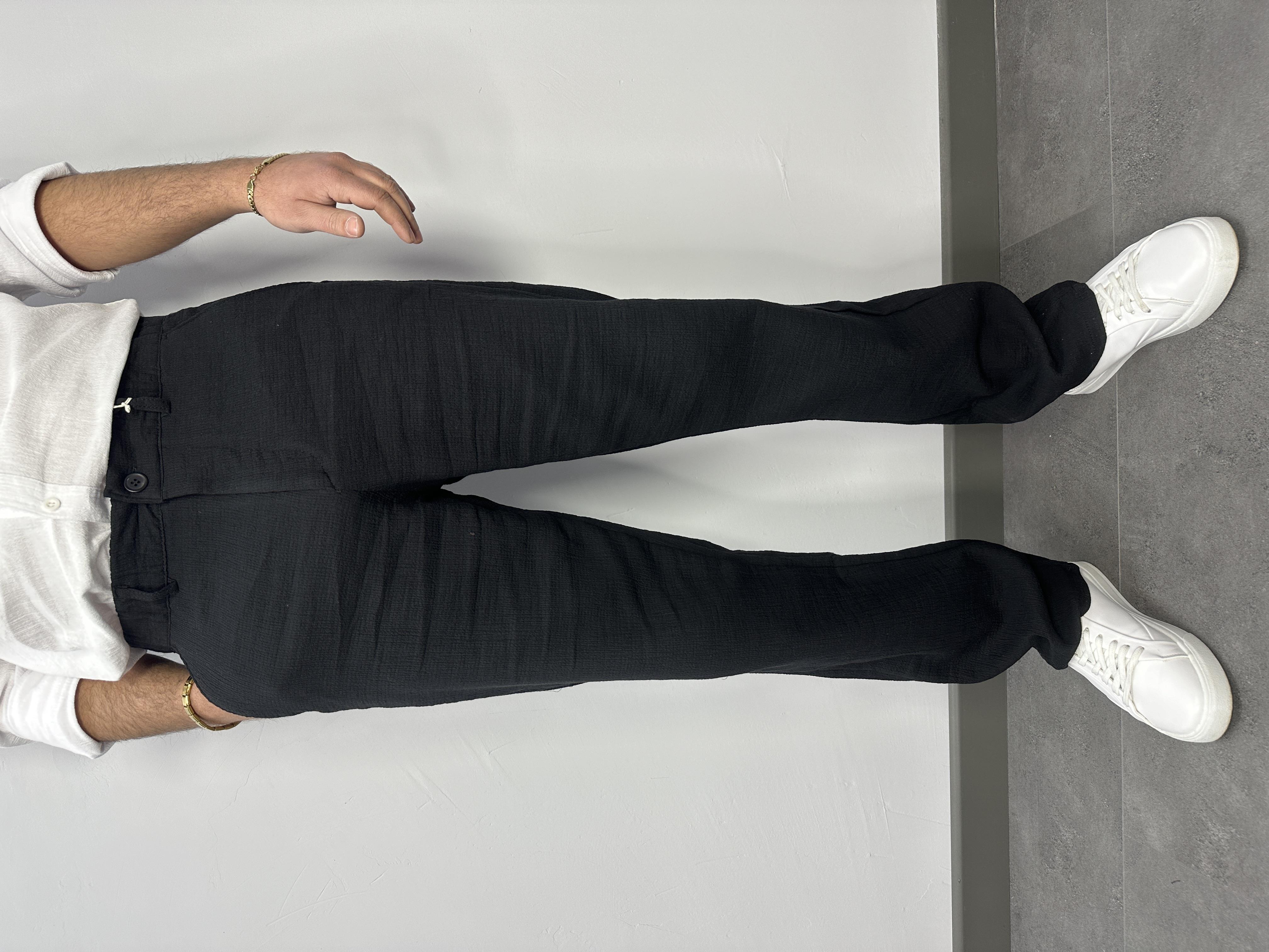 KETEN BAGGY PANTOLON SİYAH
