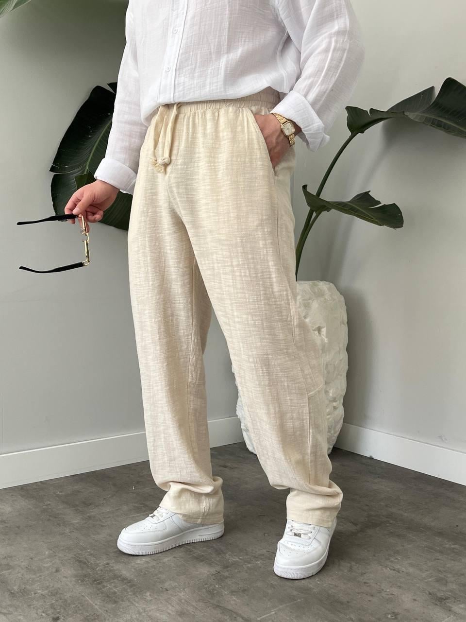 KREM BELİ İPLİ BAGGY PANTOLON