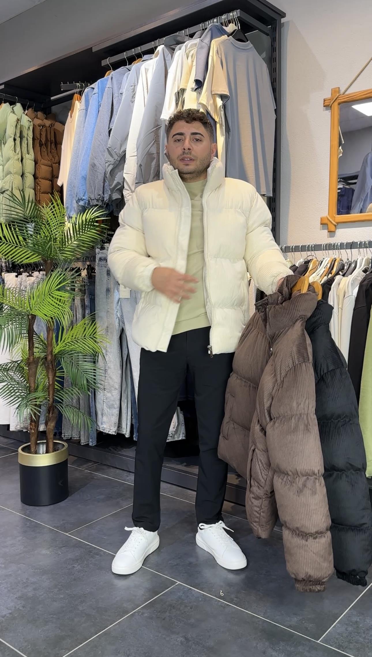 KREM FİTİLLİ KADİFE MONT