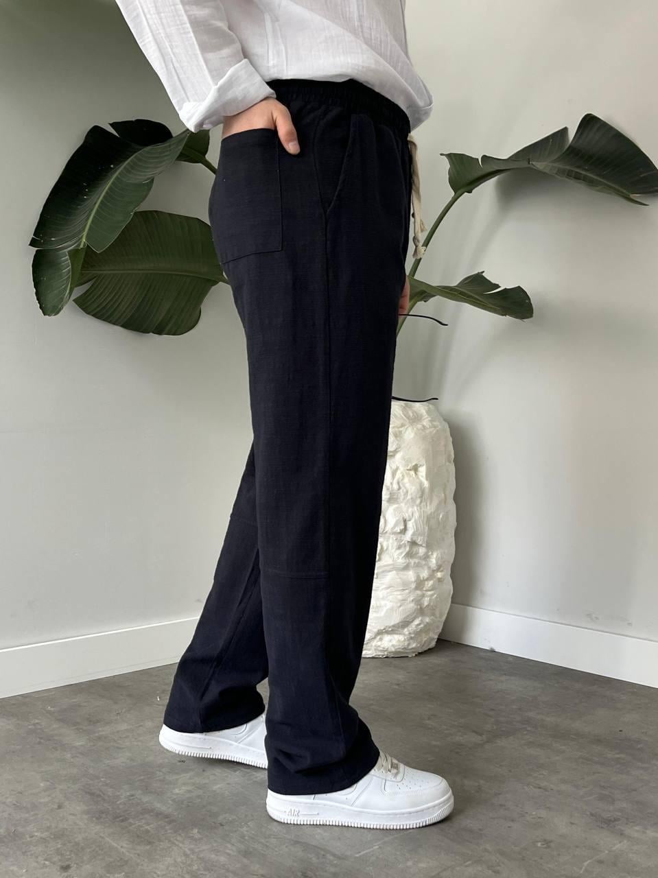 LACİVERT BELİ İPLİ BAGGY PANTOLON