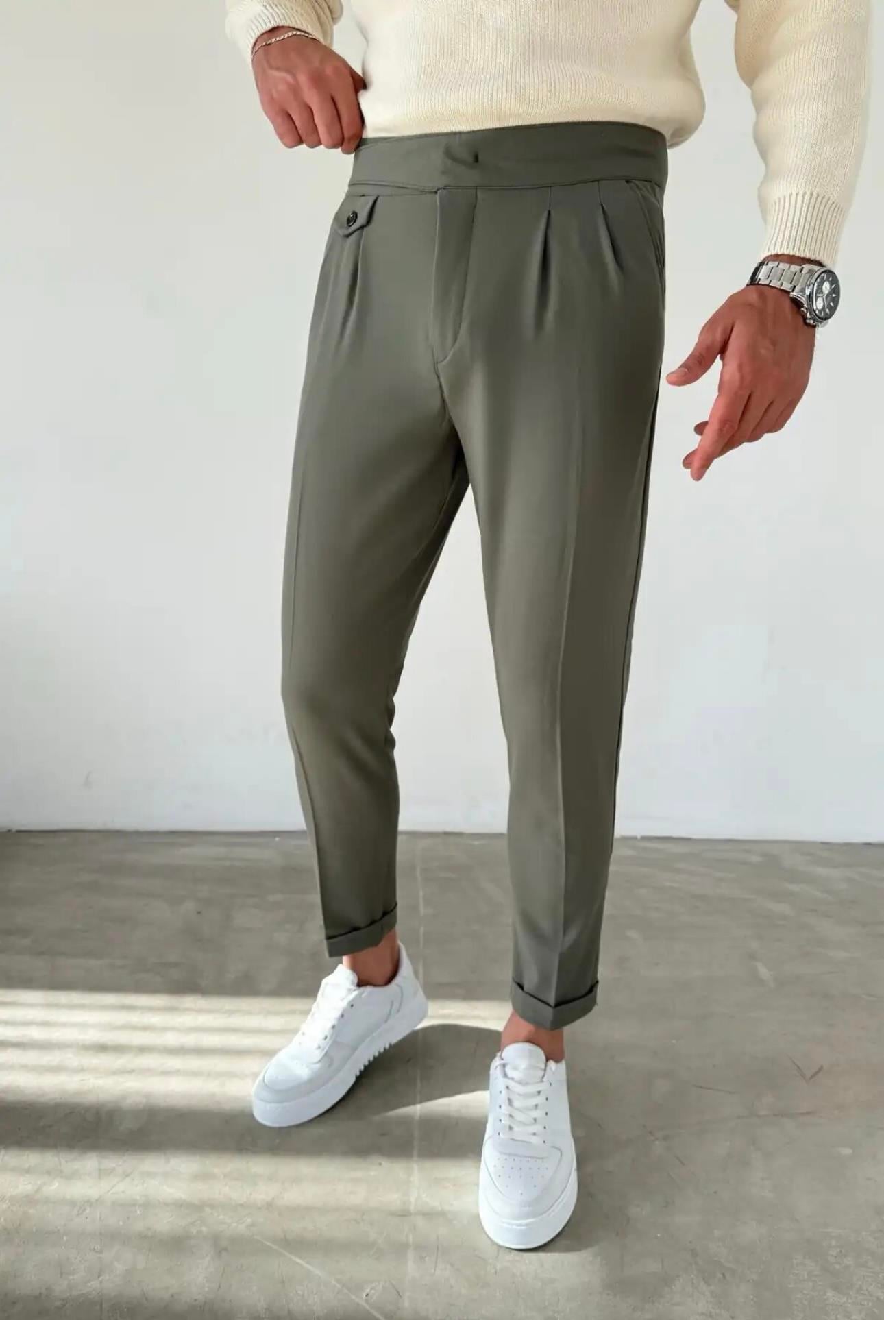 YEŞİL HARVEST BELİ TOKALI PANTOLON