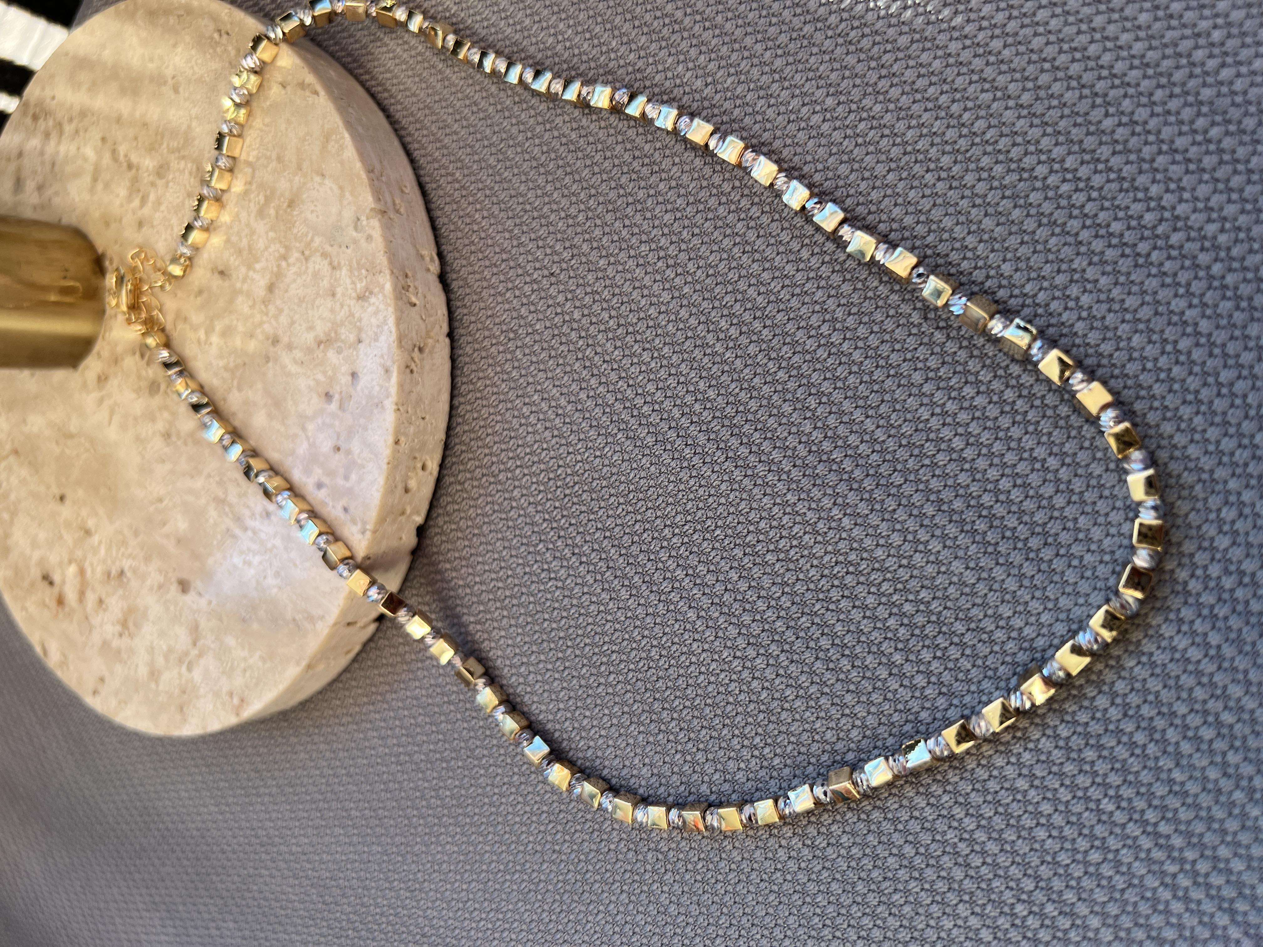 45 CM GOLD KÜP GÜMÜŞ DORİKA KOLYE