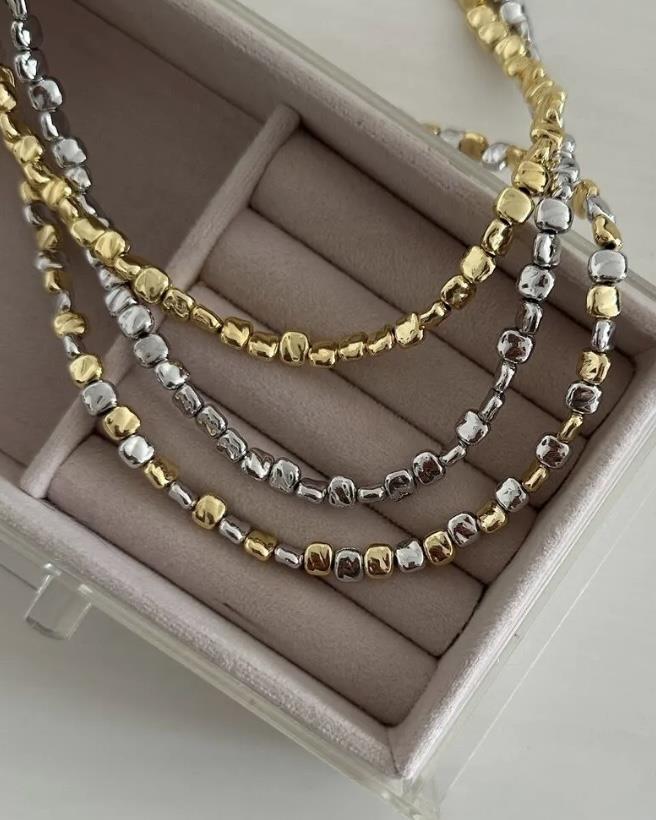 ÇAKIL TAŞI ÇİFT RENK KOLYE