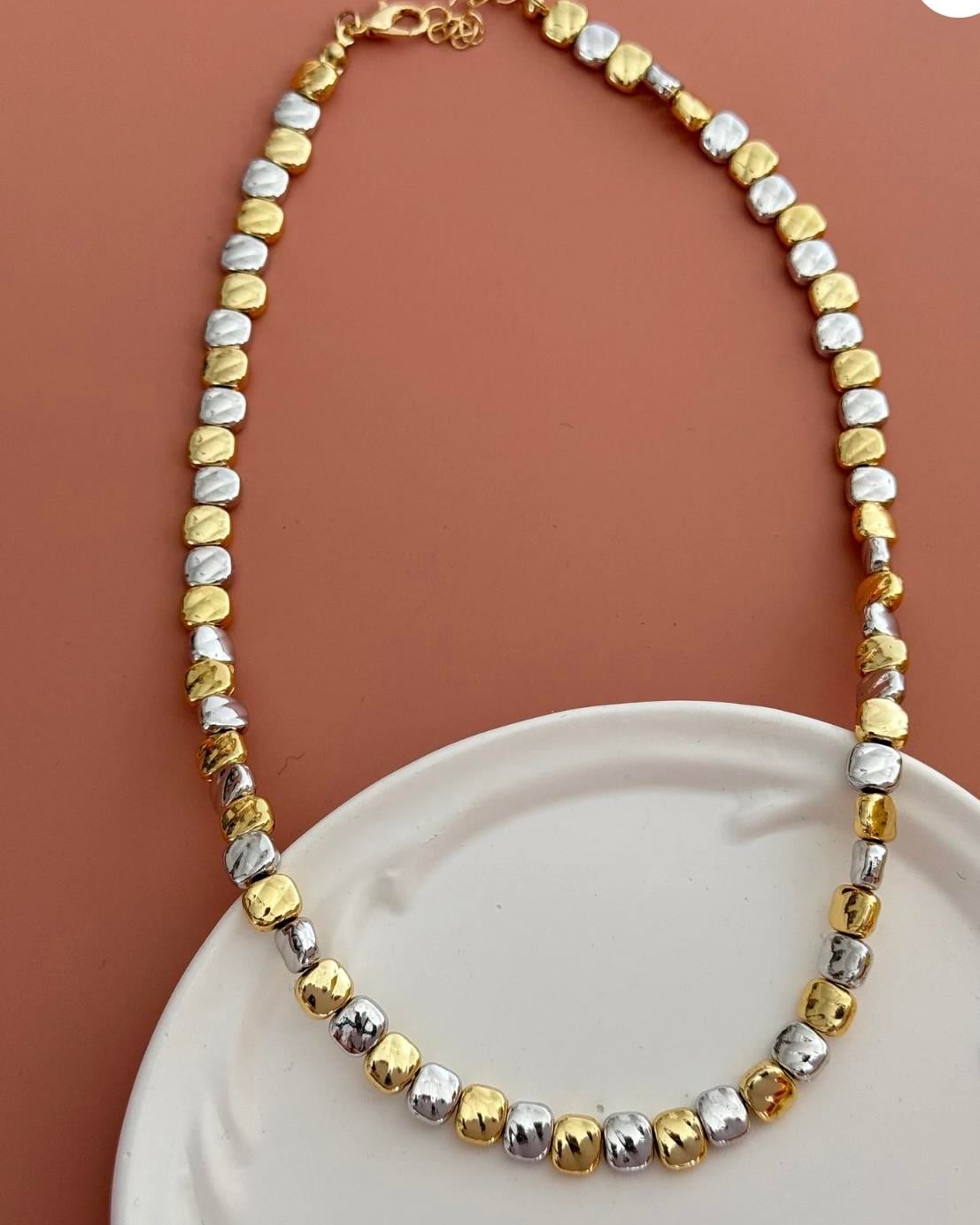 ÇAKIL TAŞI ÇİFT RENK KOLYE