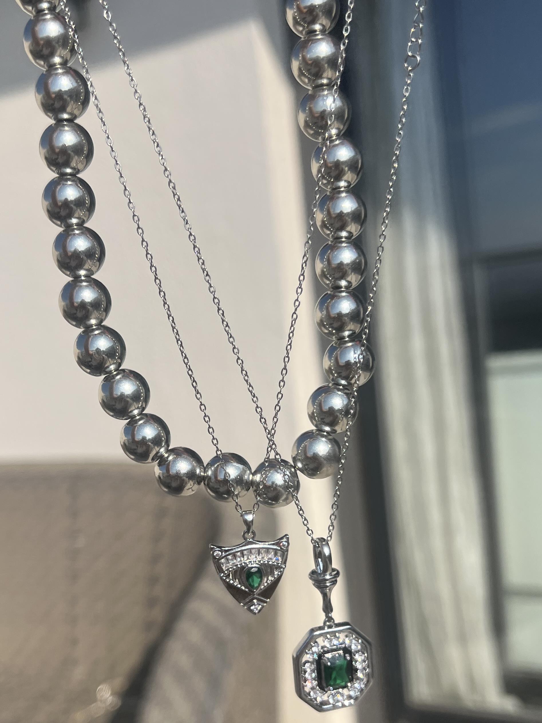 GÜMÜŞ İRİ TOPCUK KOLYE