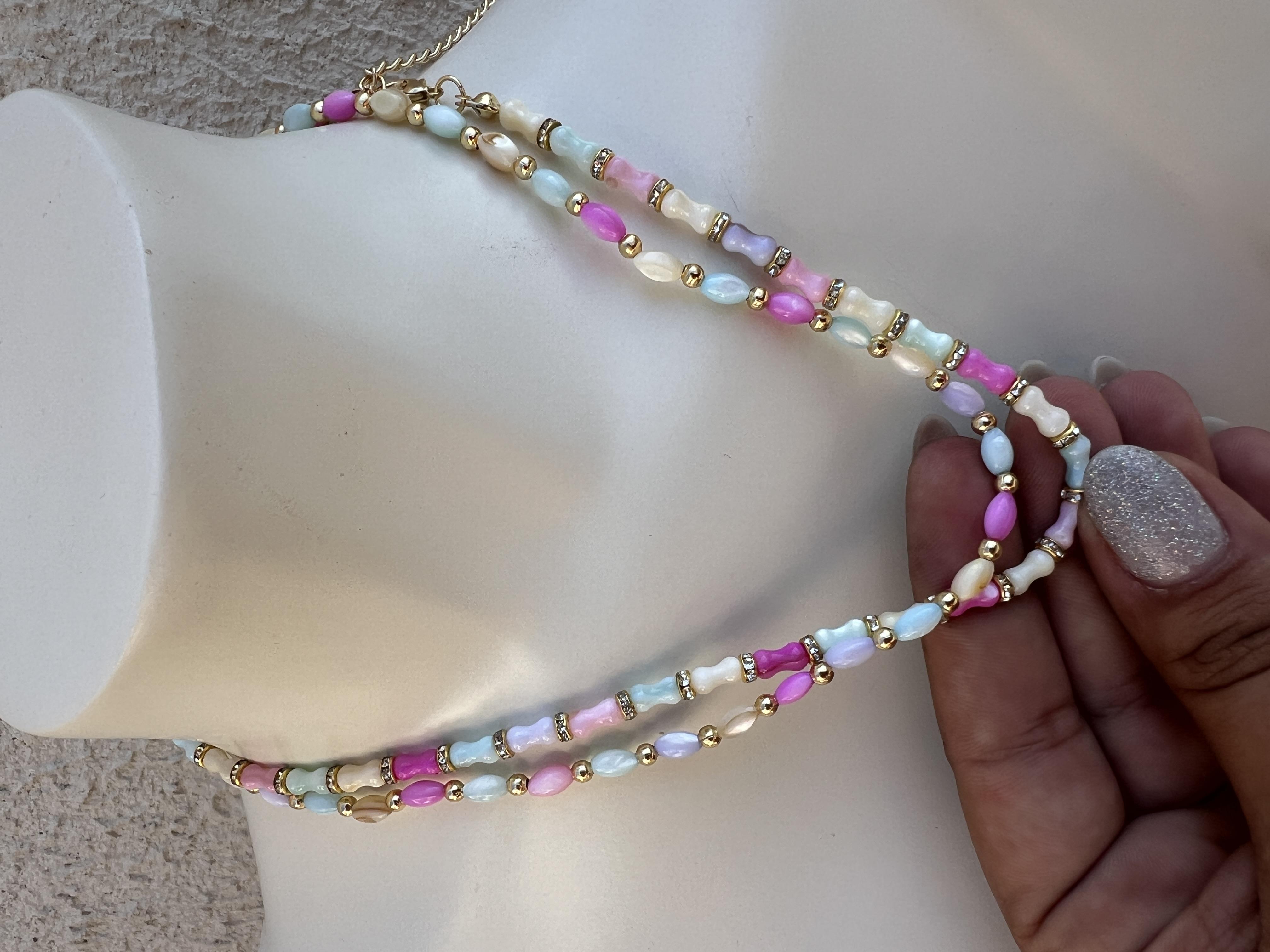 KÜBİK SOFT RENGARENK CAM DAMLA KOLYE