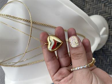 45 cm DEV BOMBELİ KALP KOLYE