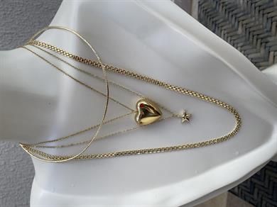 45 cm DEV BOMBELİ KALP KOLYE