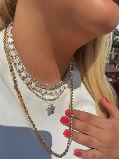 45 CM SEDEF YILDIZ GOLD DORİKA KOLYE