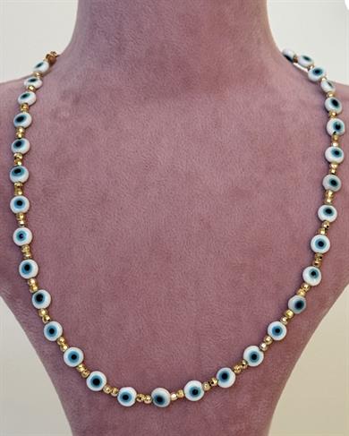 BEYAZ NAZAR DORİKA GOLD KOLYE