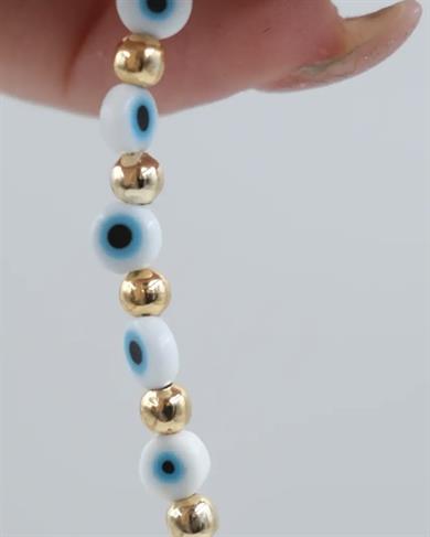 BEYAZ NAZAR DORİKA GOLD KOLYE