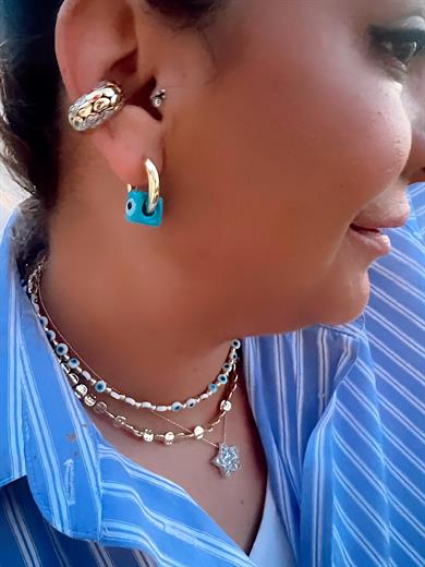 BEYAZ NAZAR DORİKA GOLD KOLYE