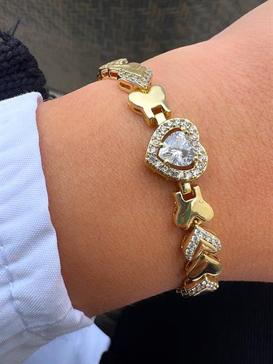 FULL KALP ORTASI TAŞLI KALP BİLEKLİK