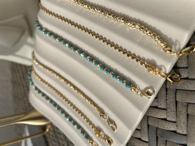 MAVİŞ FİRUZE GOLD DORİKA BİLEKLİK