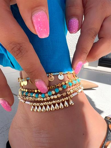 MAVİŞ FİRUZE GOLD DORİKA HALHAL