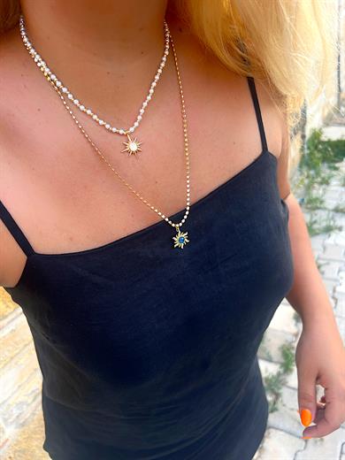 MİNİMAL İNCİ KUTUP YILDIZI KOLYE