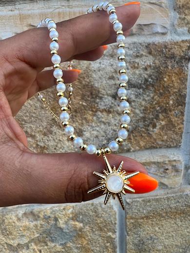 MİNİMAL İNCİ KUTUP YILDIZI KOLYE