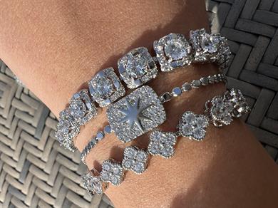 PREMIUM GÜMÜŞ YONCA BİLEKLİK