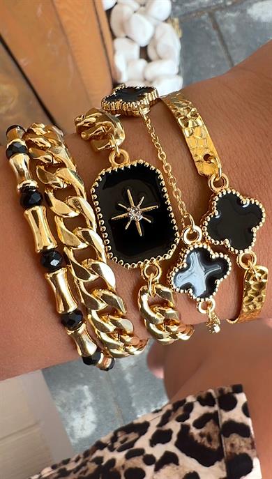 SİYAH ÜÇ YONCA VN BİLEKLİK