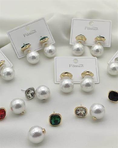 TERSTEN GELEN İNCİ TOP KÜPELER KIRMIZI