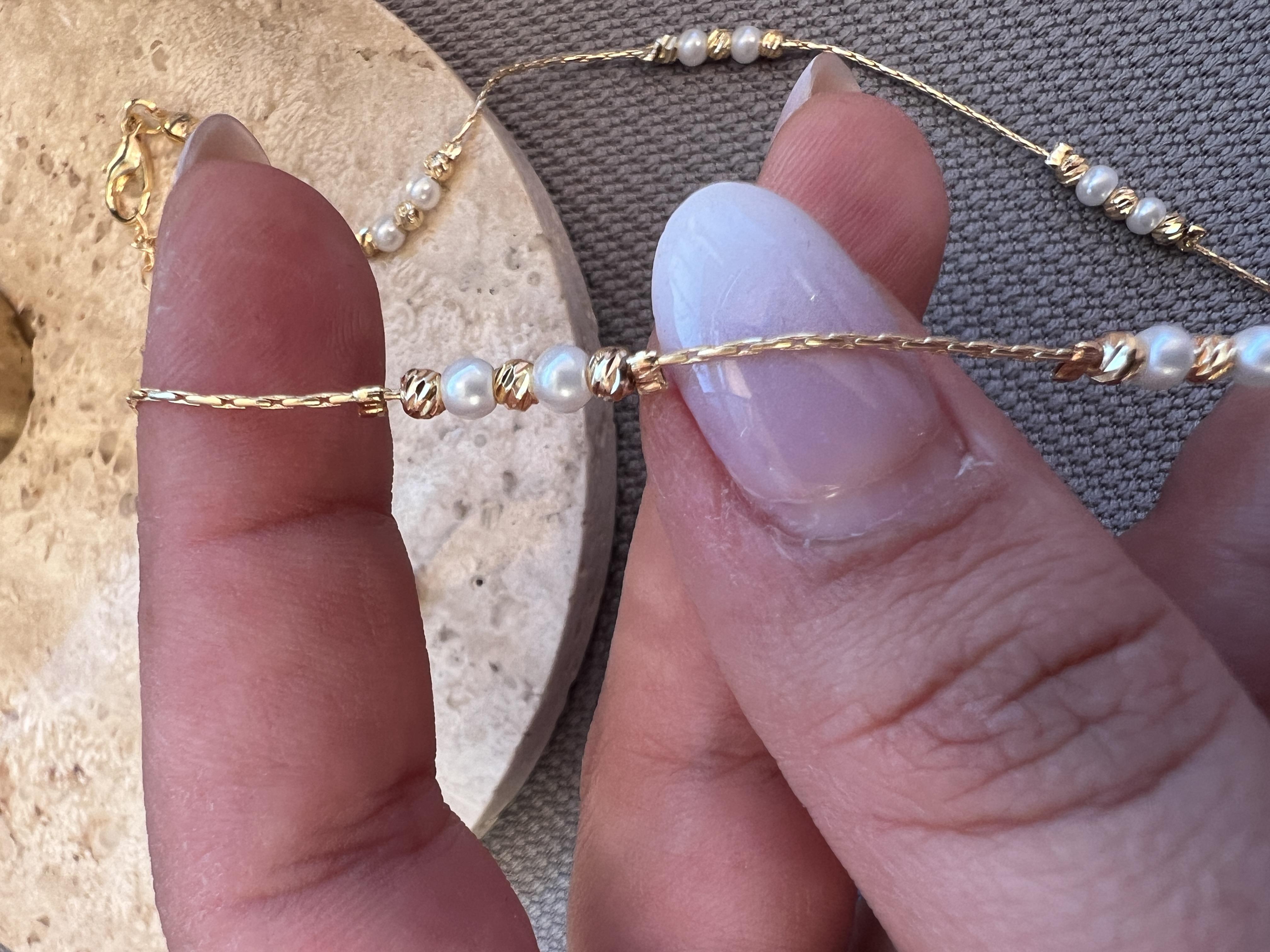 45 CM MİNİMAL İNCİ TEL DORİKA KOLYE