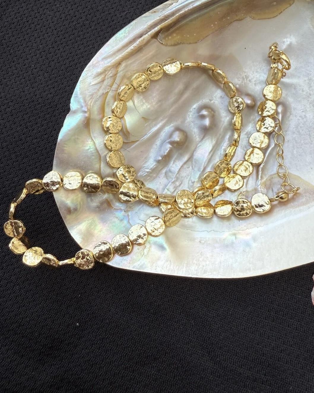 ÇAKIL EZME GOLD KOLYE