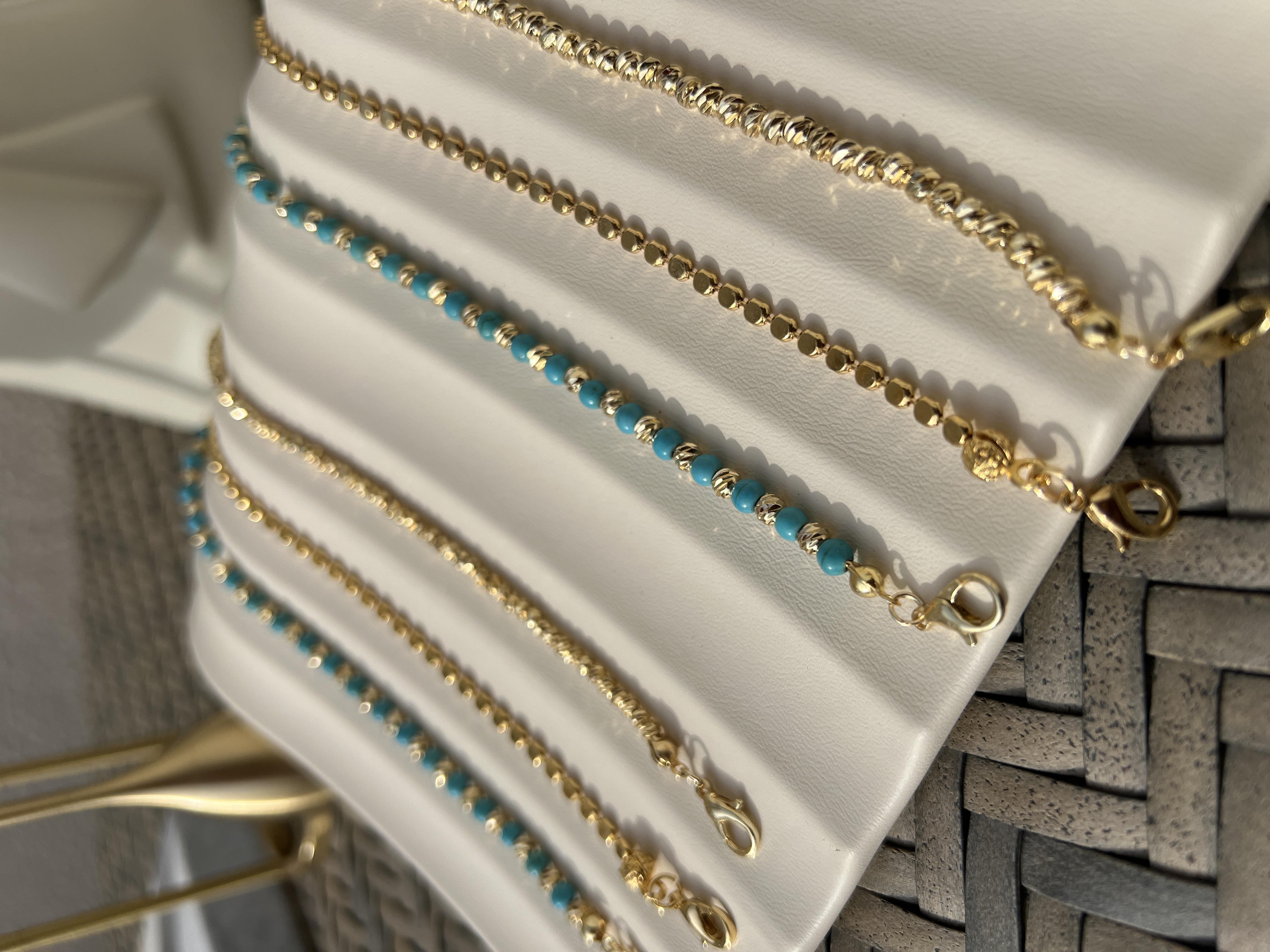 MAVİŞ FİRUZE GOLD DORİKA BİLEKLİK