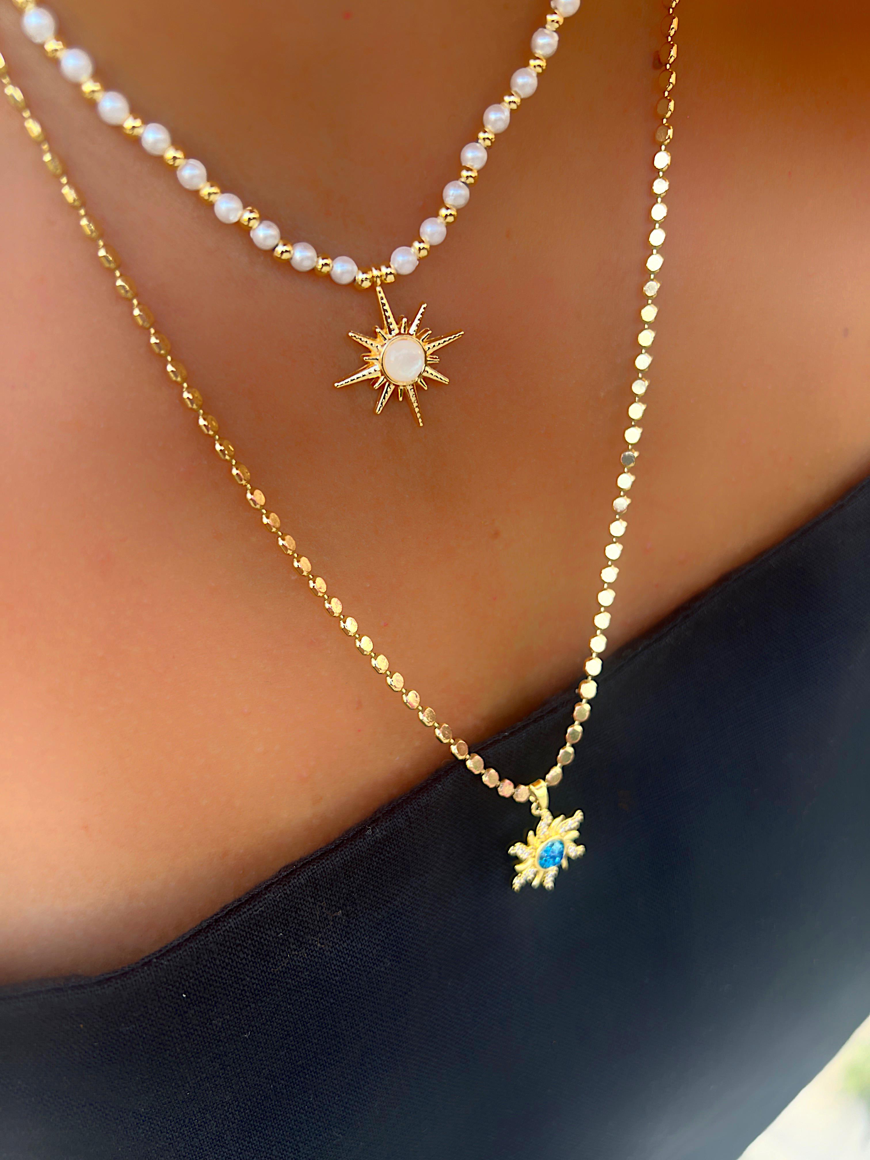 MİNİMAL İNCİ KUTUP YILDIZI KOLYE