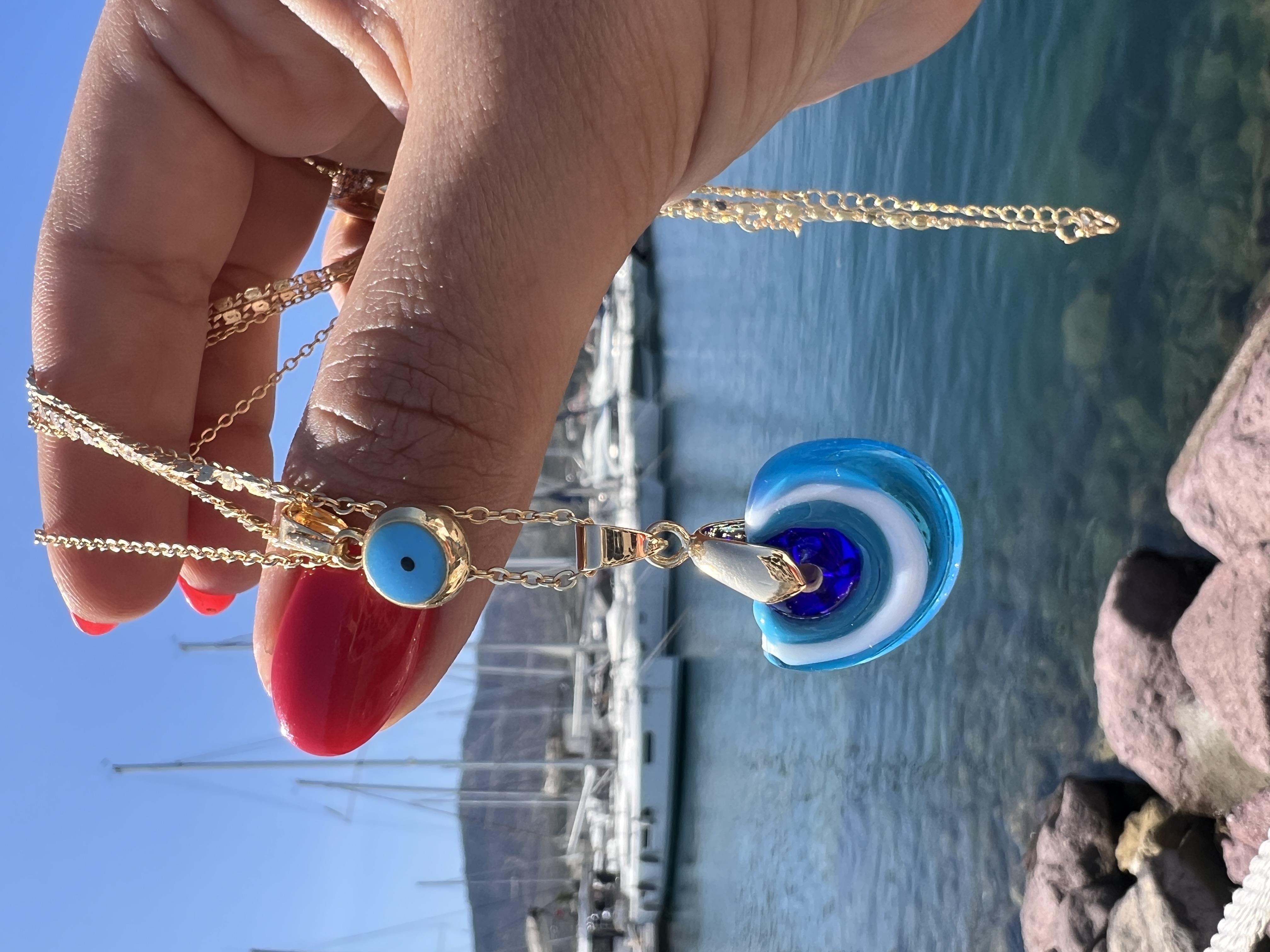 MURANO CAM NAZAR KOLYE 48 cm