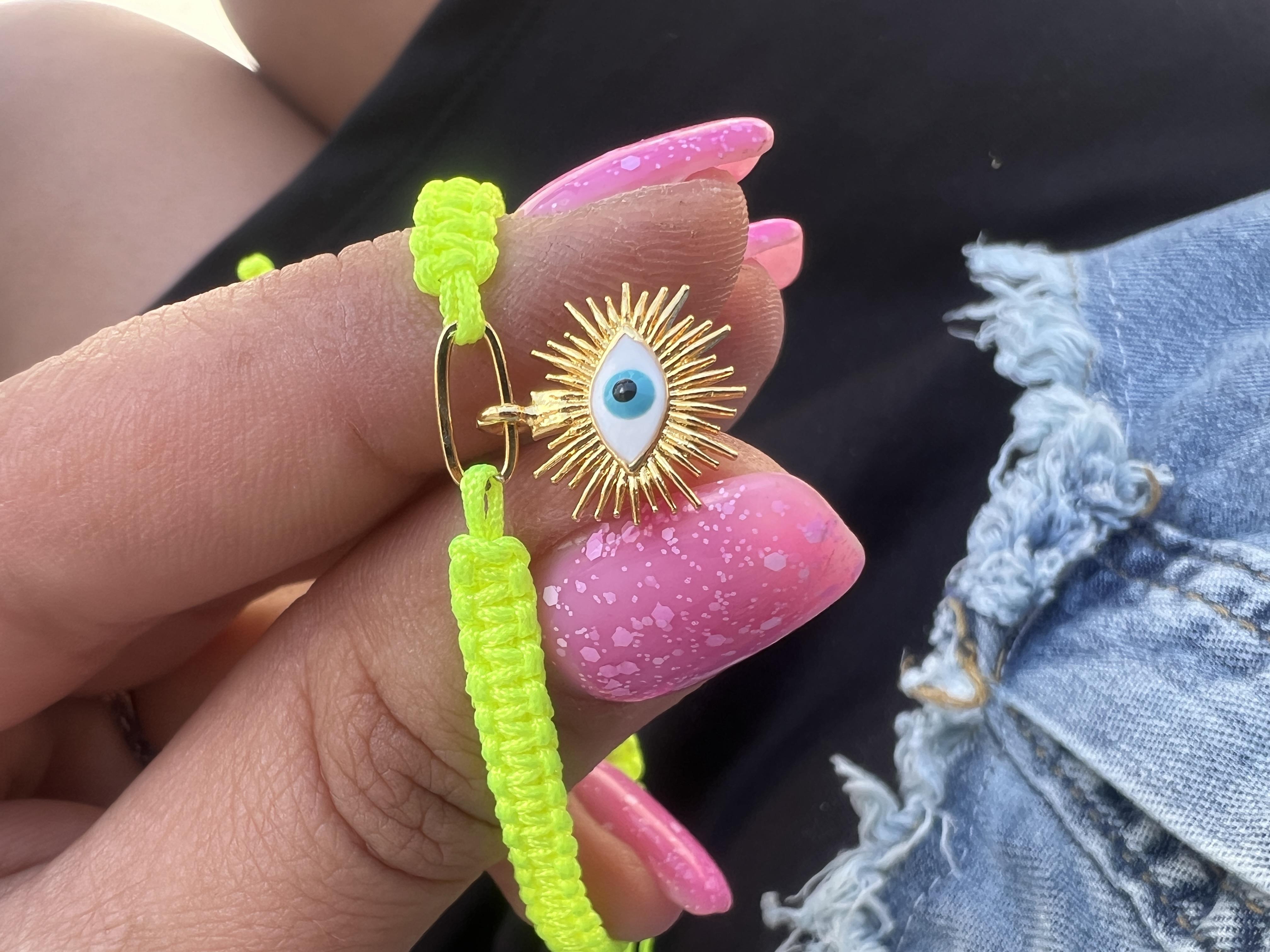 NEON SARI İP BEYAZ GÖZ BİLEKLİK