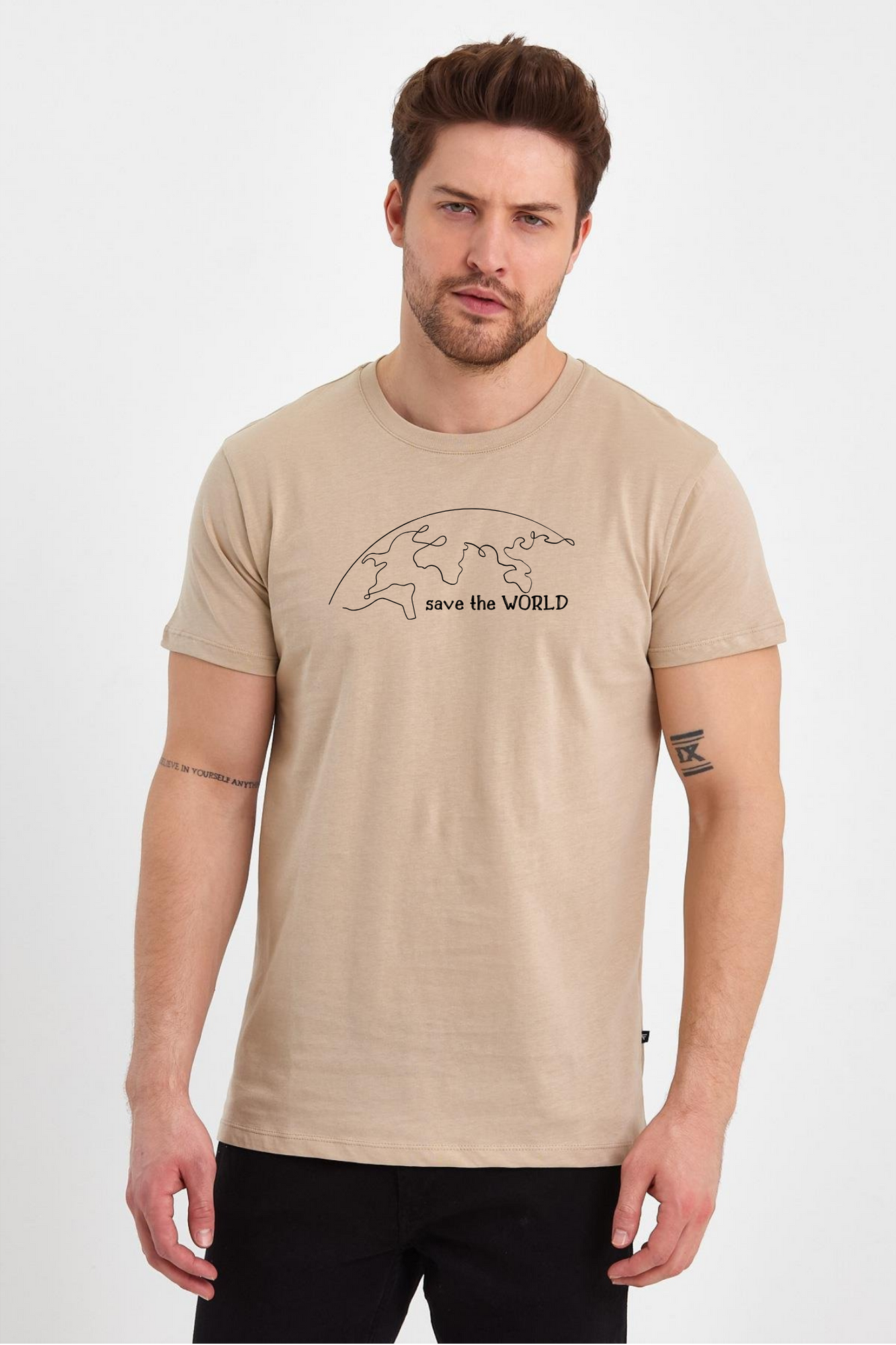 FİHA/2076-ERKEK BASKILI KOMPAK SIFIR YAKA TSHIRT - OXFORD