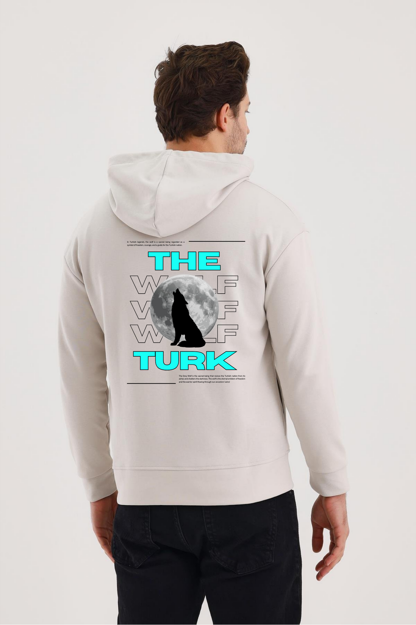 FİHA/2081 UNISEX ÖN ARKA BASKILI KAPŞONLU FERMUARLI SWEAT - TAŞ